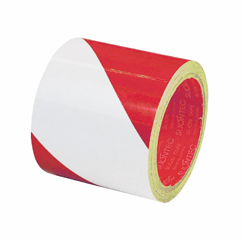 まとめ) スリオンテック 危険表示用反射テープ 45mm×10m 赤/白 965101